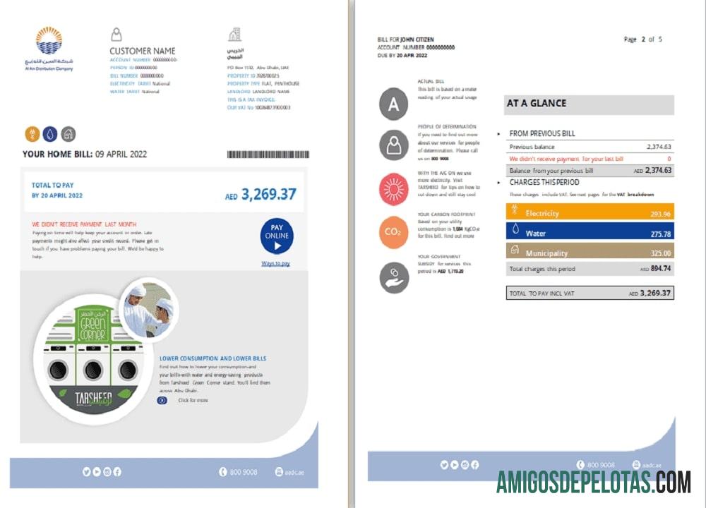 Emirados Árabes Unidos Abu Dhabi Al Ain Distribution Co. (5 páginas) 1 2 exemplo